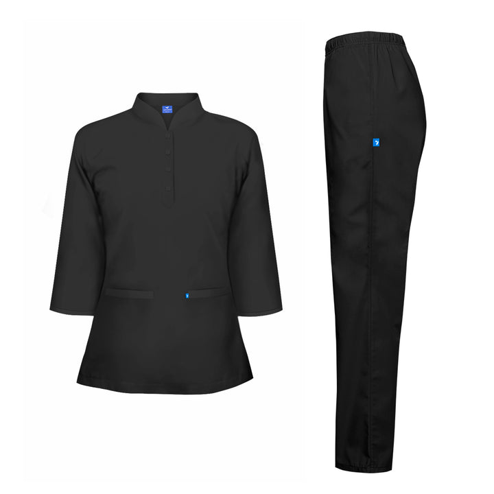 Maid Uniform Long Sleeve Shirt & Pant Set - Unisex - Just Adore