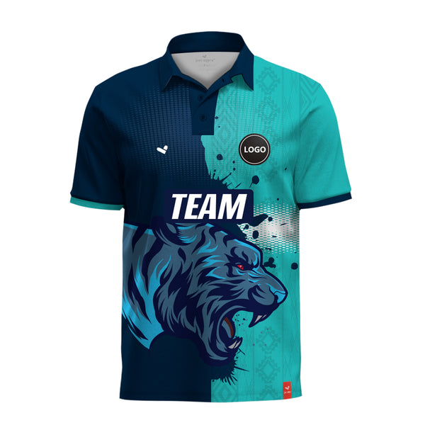 Tiger multicolor printed cricket team uniform jersey, MOQ 11 Pcs - Just Adore