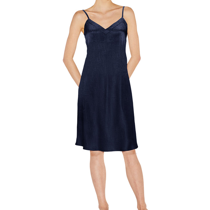 Night Gown Slip Dress – Crepe Satin, Knee Length - Just Adore