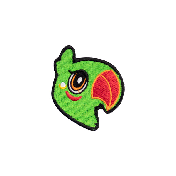 Green Parrot face iron on embroidery patch - Just Adore