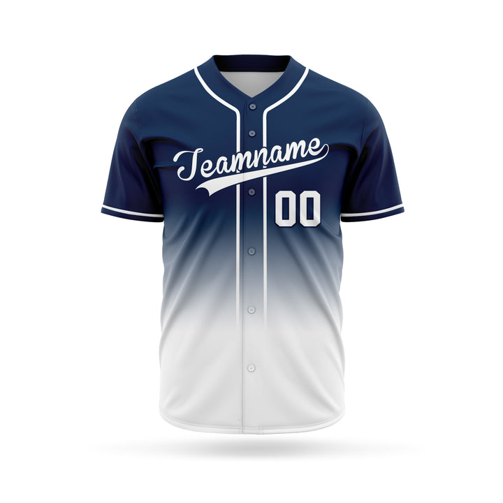 Blue and white sublimation printed Baseball team jersey, MOQ - 9 Pcs - Just Adore