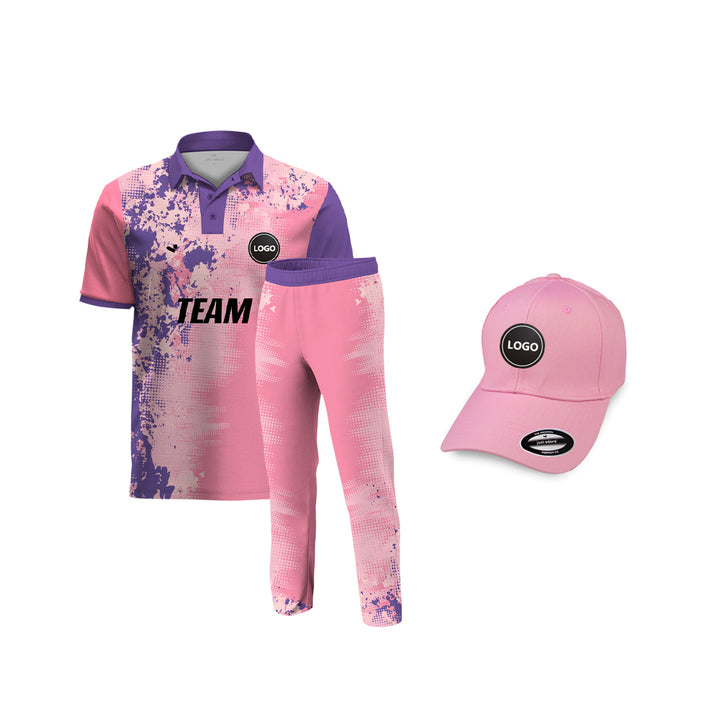 Pink and Blue Cricket team Uniform - Full Sublimation Printed, MOQ - 11 Sets - Just Adore