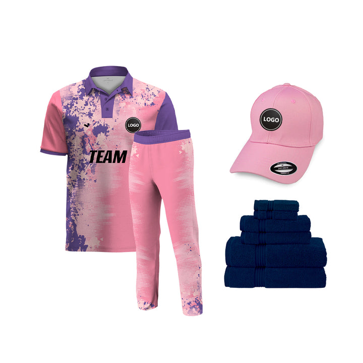 Pink and Blue Cricket team Uniform - Full Sublimation Printed, MOQ - 11 Sets - Just Adore