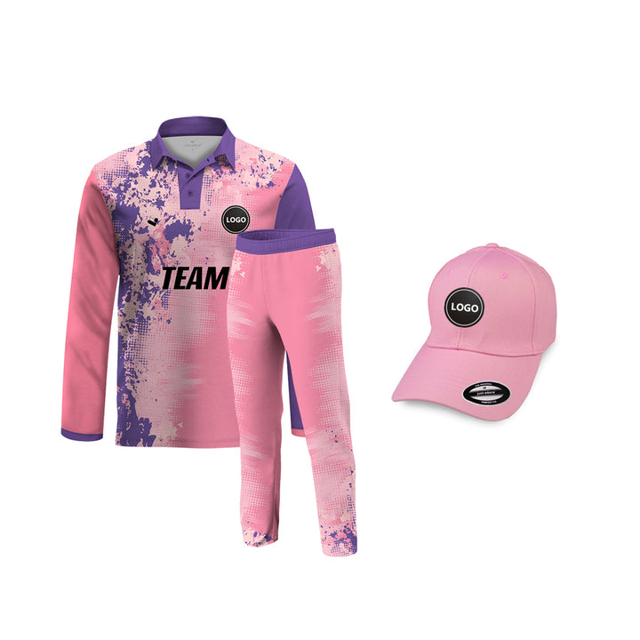 Pink and Blue Cricket team Uniform - Full Sublimation Printed, MOQ - 11 Sets - Just Adore