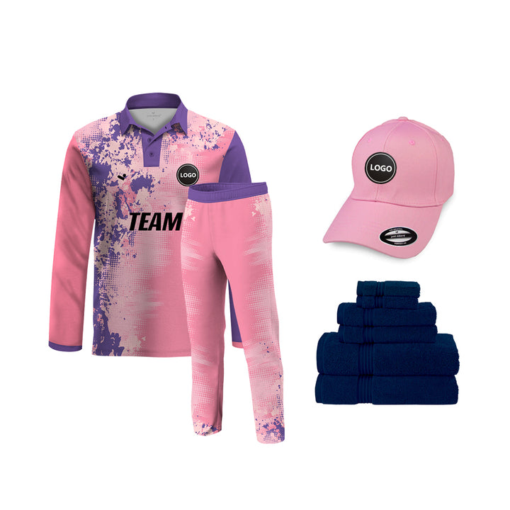 Pink and Blue Cricket team Uniform - Full Sublimation Printed, MOQ - 11 Sets - Just Adore