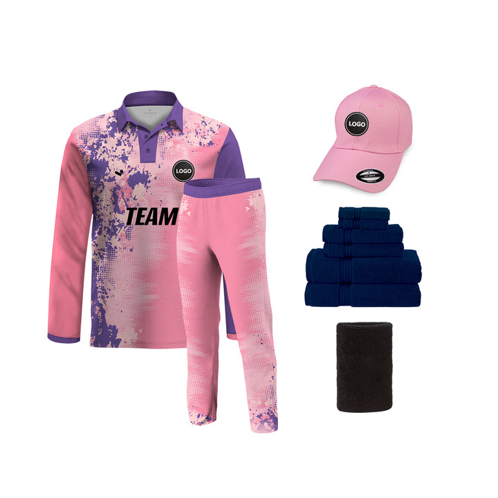 Pink and Blue Cricket team Uniform - Full Sublimation Printed, MOQ - 11 Sets - Just Adore