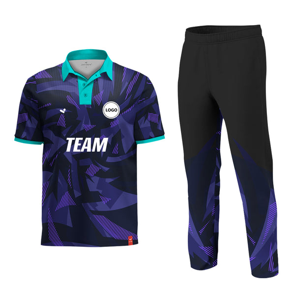 Purple color Full printed Cricket Team Uniform set , MOQ - 11 Sets - Just Adore