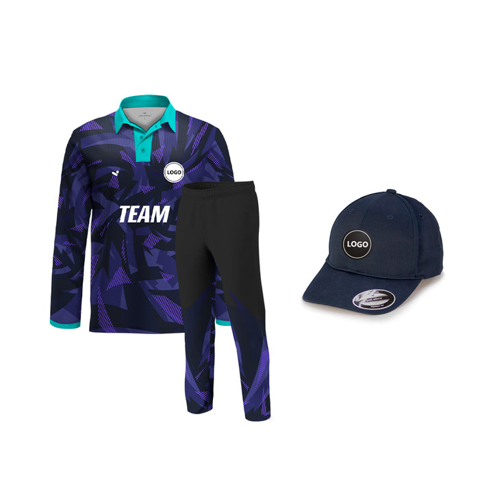 Purple color Full printed Cricket Team Uniform set , MOQ - 11 Sets - Just Adore