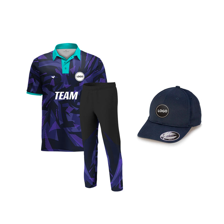 Purple color Full printed Cricket Team Uniform set , MOQ - 11 Sets - Just Adore