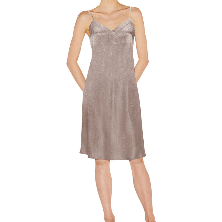 Night Gown Slip Dress – Crepe Satin, Knee Length - Just Adore