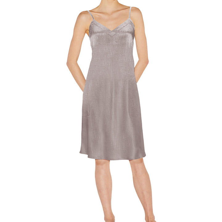 Night Gown Slip Dress – Crepe Satin, Knee Length - Just Adore