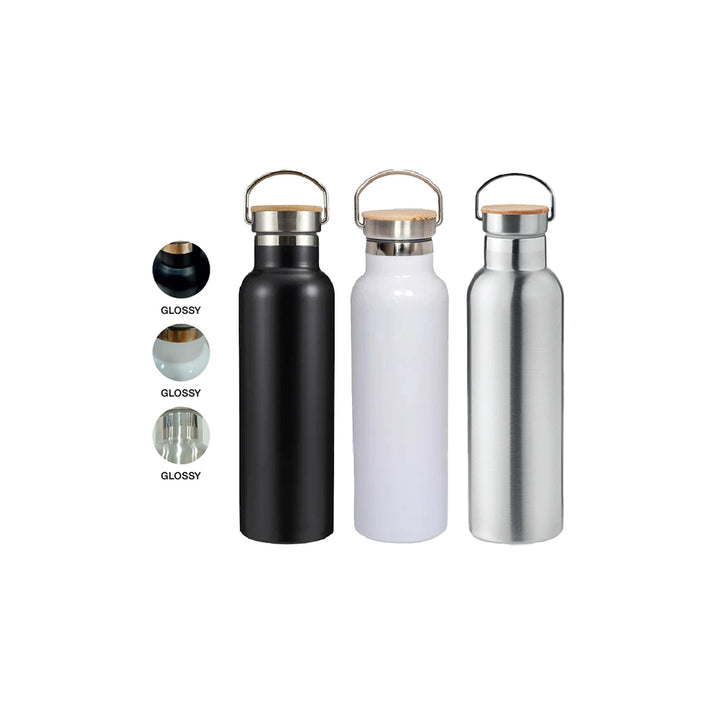 Stainless Steel Flask with Bamboo Lid, Blank - Just Adore