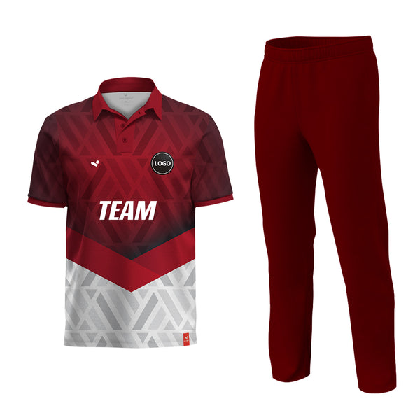 Red Cricket Jersey Full set, Printed jersey and Plain Pant - MOQ 11 Sets - Just Adore