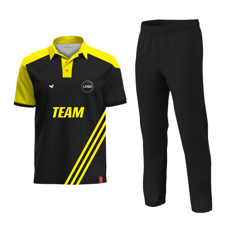 Yellow Printed Cricket jersey and Plain Pant - MOQ 11 Sets - Just Adore