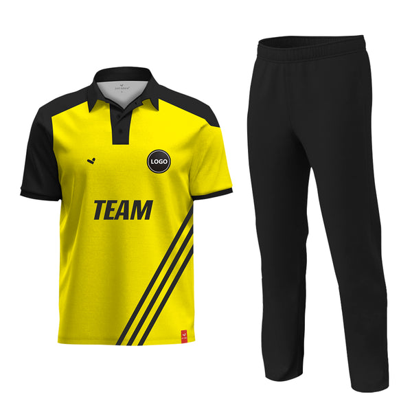 Yellow Printed Cricket jersey and Plain Pant - MOQ 11 Sets - Just Adore