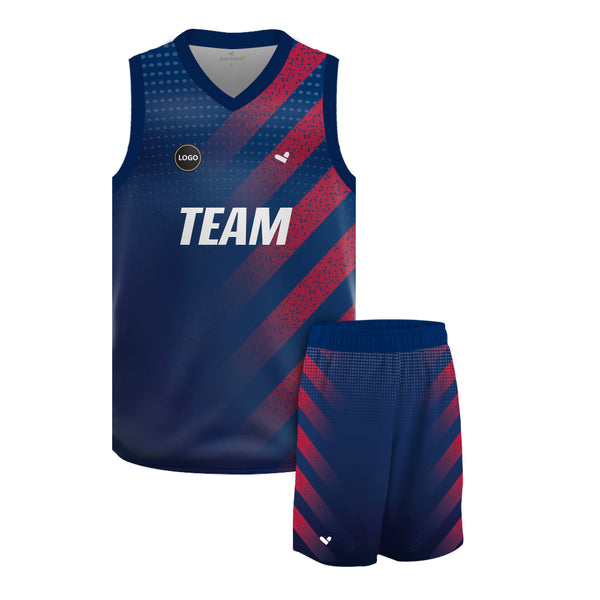 Navy color Full sublimation Basketball Team Jersey and shorts, MOQ 6 Pcs - Just Adore