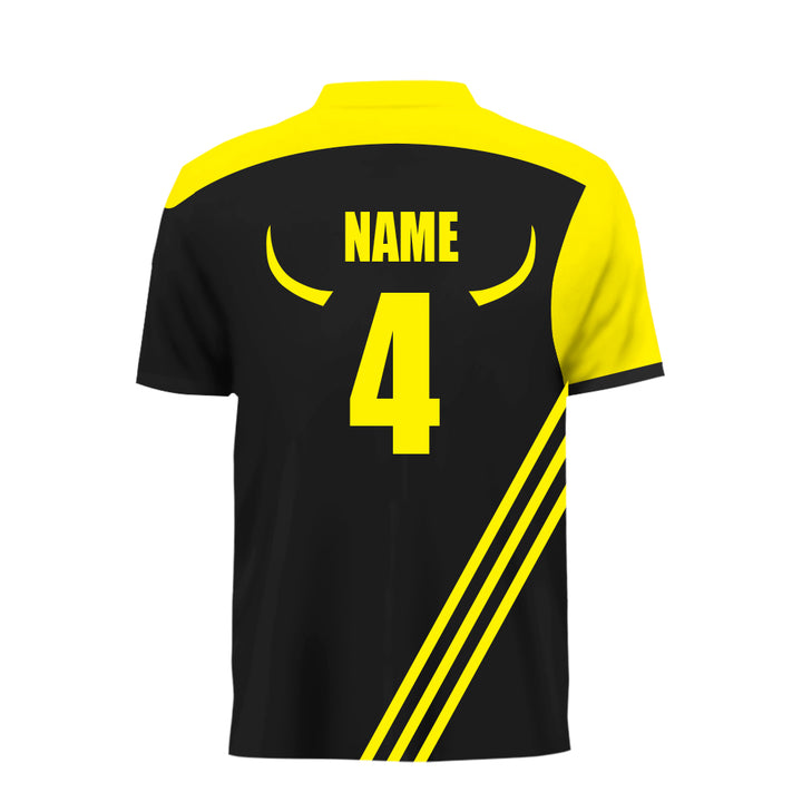 Yellow & Black Full Sublimation Printed Jersey, MOQ 11 Pcs - Just Adore