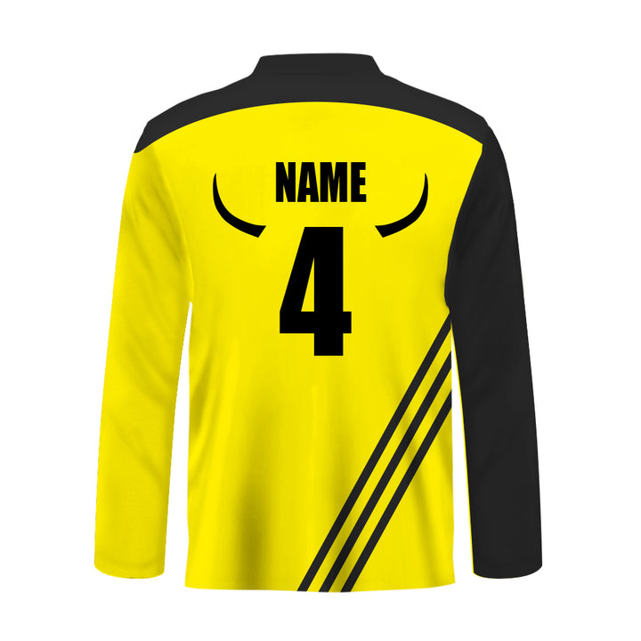 Yellow & Black Full Sublimation Printed Jersey, MOQ 11 Pcs - Just Adore