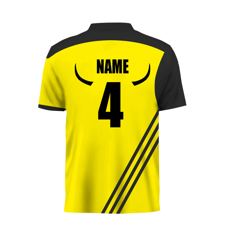 Yellow & Black Full Sublimation Printed Jersey, MOQ 11 Pcs - Just Adore