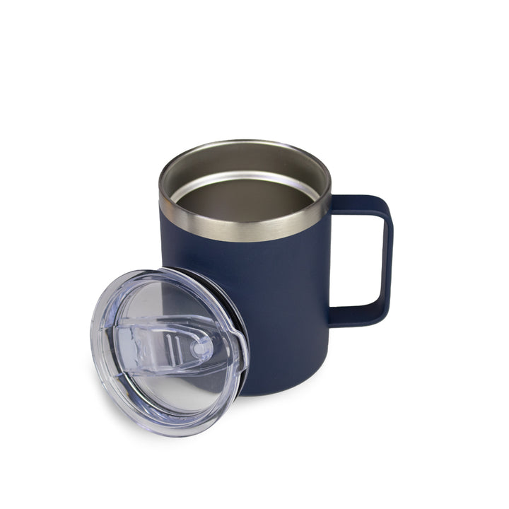 14 Oz Coffee Mug with handle slider Lid. Insulated, Stainless steel - Just Adore