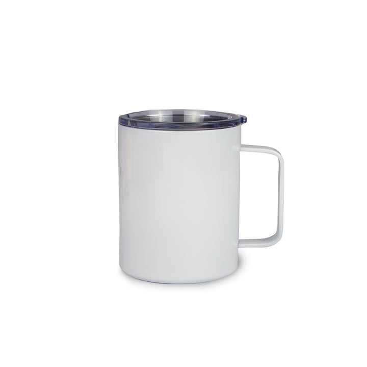 14 Oz Coffee Mug with handle slider Lid. Insulated, Stainless steel - Just Adore