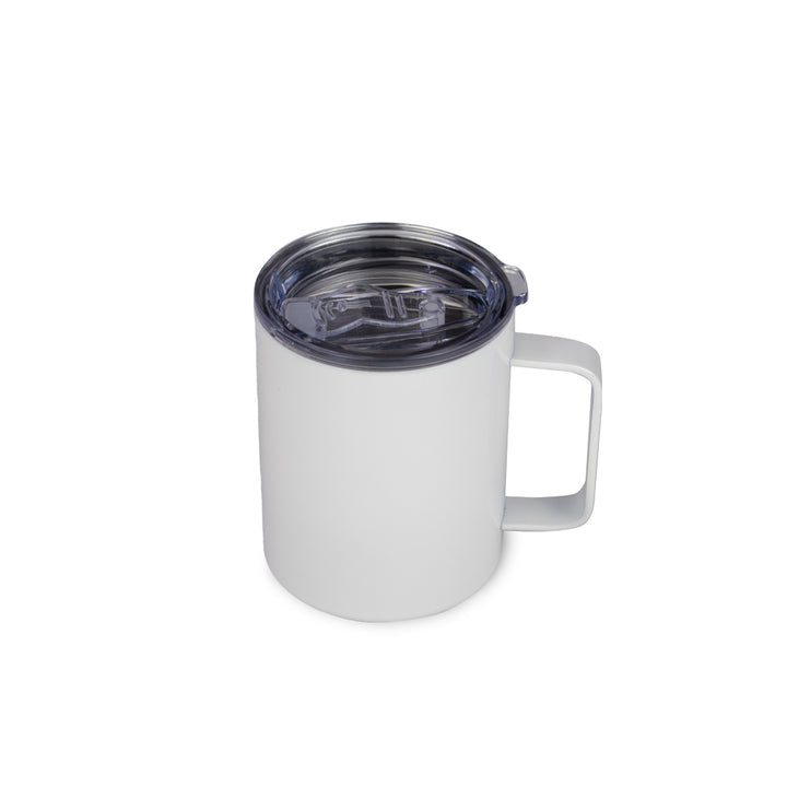 14 Oz Coffee Mug with handle slider Lid. Insulated, Stainless steel - Just Adore