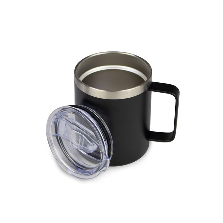 14 Oz Coffee Mug with handle slider Lid. Insulated, Stainless steel - Just Adore