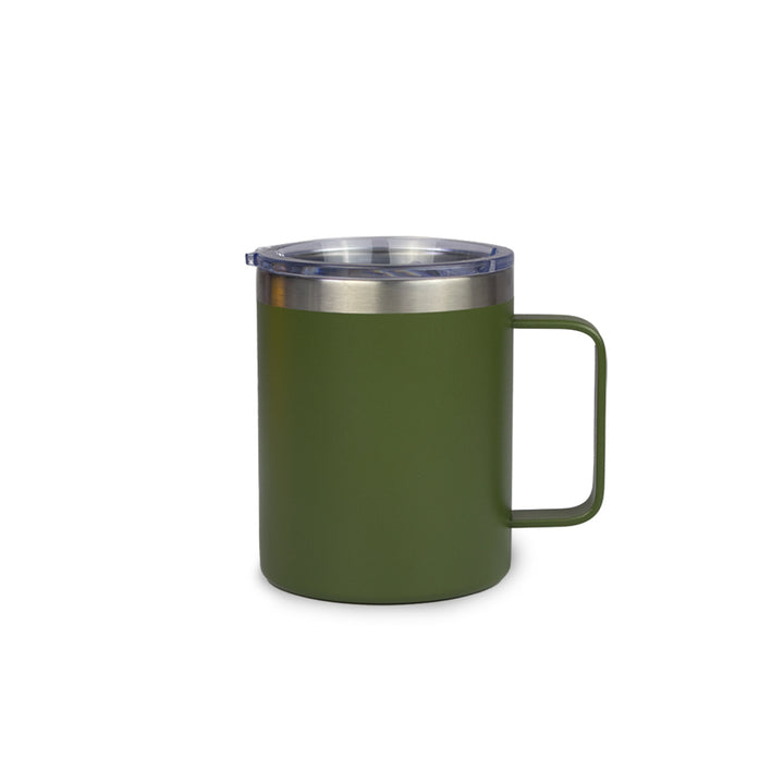 14 Oz Coffee Mug with handle slider Lid. Insulated, Stainless steel - Just Adore