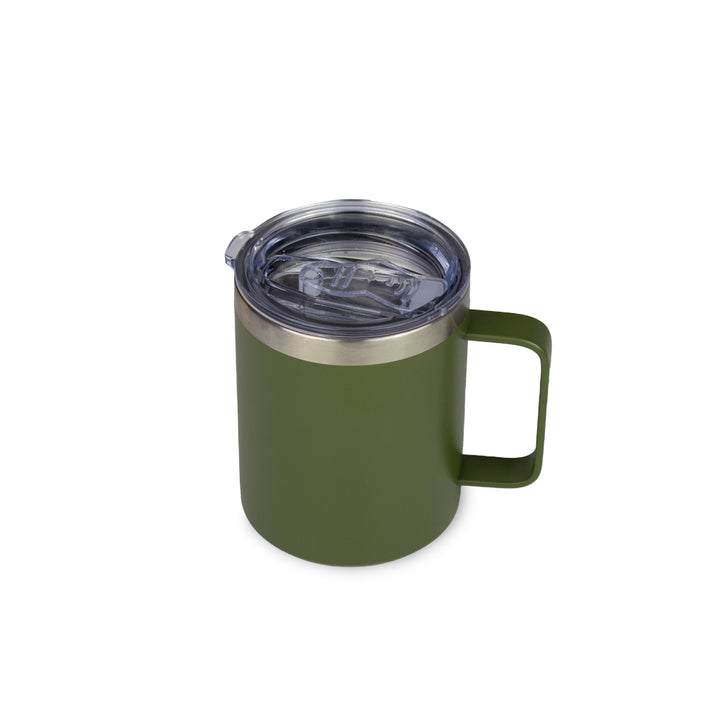 14 Oz Coffee Mug with handle slider Lid. Insulated, Stainless steel - Just Adore