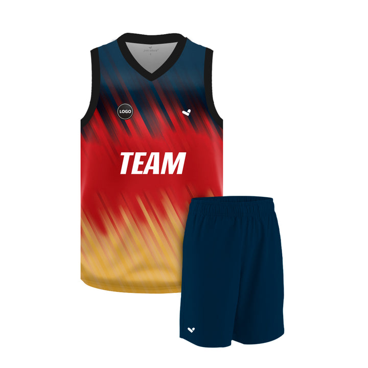 Tricolor Sublimation printed Basketball Jersey and Plain shorts, MOQ 6 Pcs - Just Adore