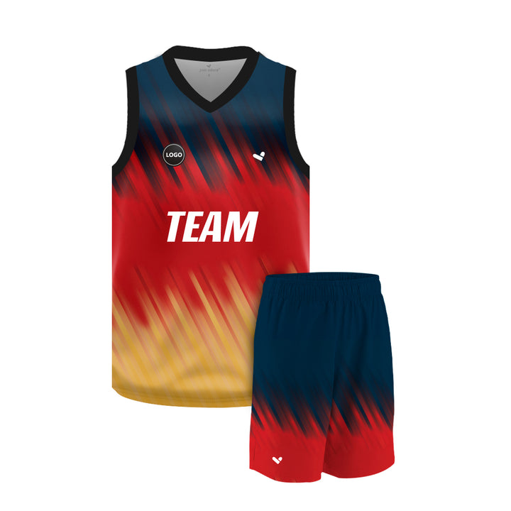 Tricolor Full Sublimation printed Basketball Jersey and shorts, MOQ 6 Pcs - Just Adore