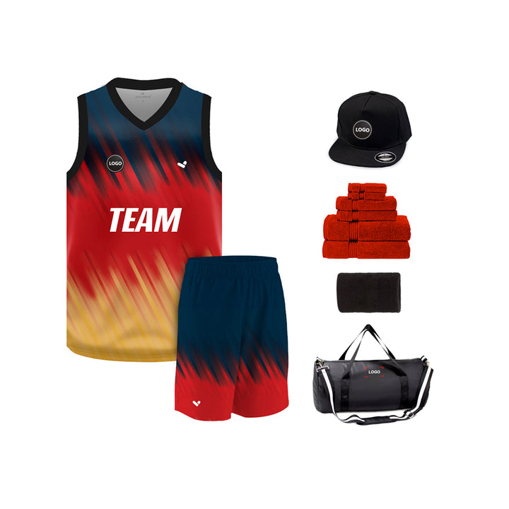 Tricolor Full Sublimation printed Basketball Jersey and shorts, MOQ 6 Pcs - Just Adore