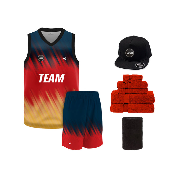Tricolor Full Sublimation printed Basketball Jersey and shorts, MOQ 6 Pcs - Just Adore