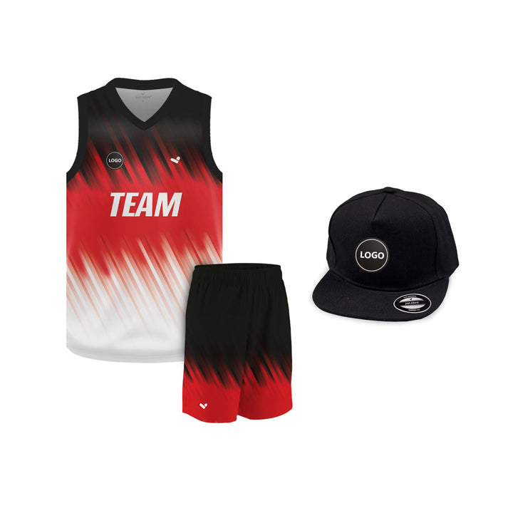 Tricolor Full Sublimation printed Basketball Jersey and shorts, MOQ 6 Pcs - Just Adore