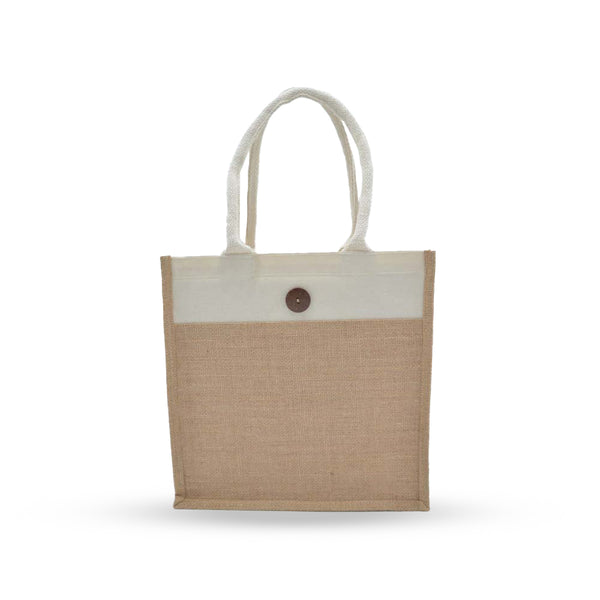 Two Tone Jute Canvas Bag, Blank