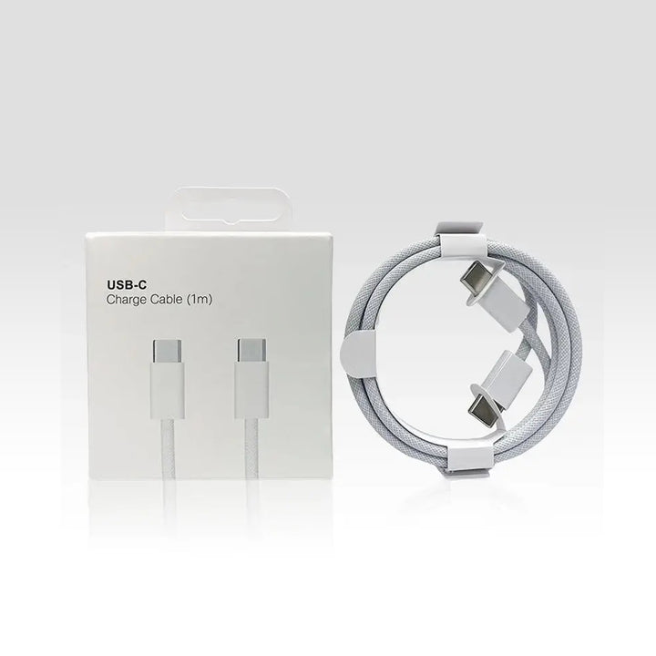 Braided Charging Cable, Type C to Type C, Fast charging, White - Just Adore