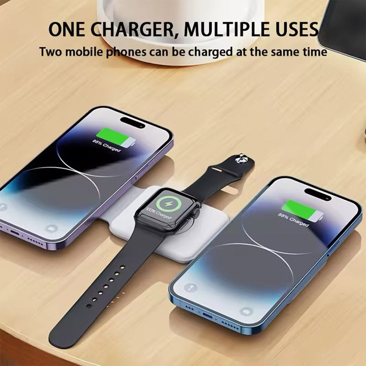 Magnetic Wireless Charger, Foldable Travel 3 In 1 Wireless Charging Station, Black - Just Adore