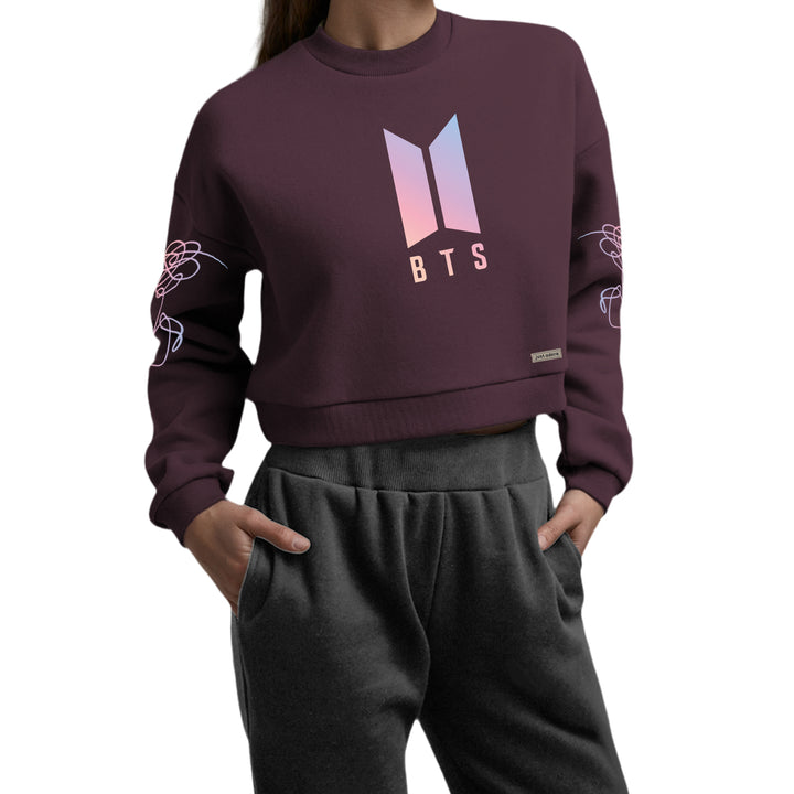 Oversized Women BTS Crop Sweatshirt - Just Adore