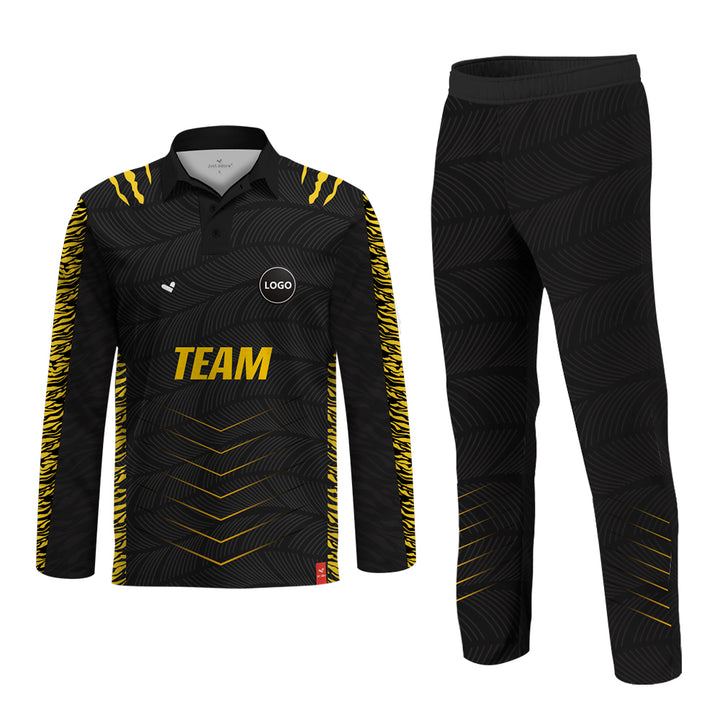 Black & Yellow Cricket Team Uniform Set - Full Sublimation, MOQ - 11 Sets - Just Adore