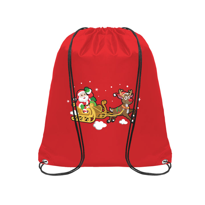 Christmas Santa on Snow Sledge Drawstring Bag - Just Adore