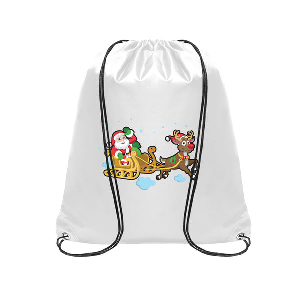 Christmas Santa on Snow Sledge Drawstring Bag - Just Adore