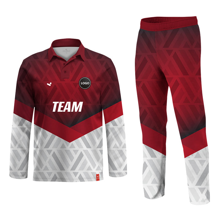 Red & White Cricket Team Uniform Set - Full Sublimation, MOQ - 11 Sets - Just Adore