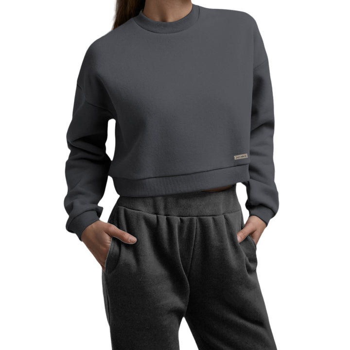 Oversized Women Crop Sweatshirt - Blank - Just Adore