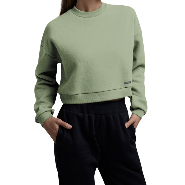 Oversized Women Crop Sweatshirt - Blank - Just Adore