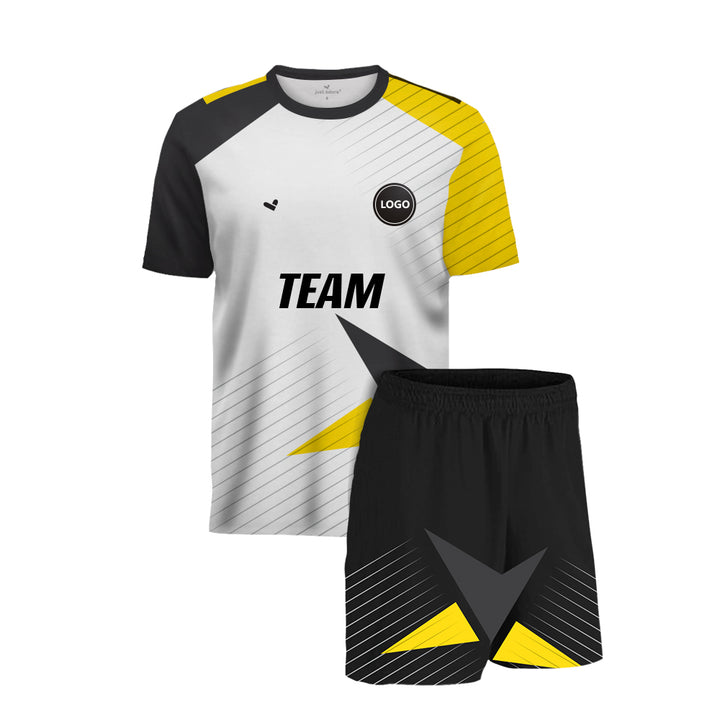 Black and Yellow Football Jersey and Shorts set, MOQ - 11 Sets - Just Adore