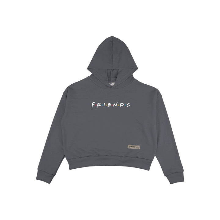 Oversize Women Friends Crop Hoodie - Just Adore