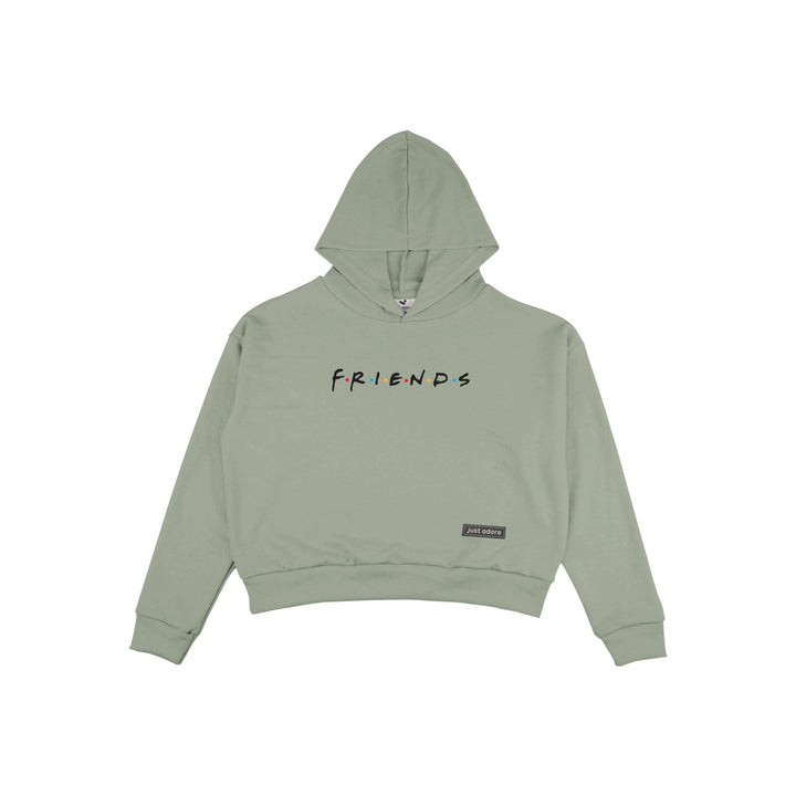 Oversize Women Friends Crop Hoodie - Just Adore