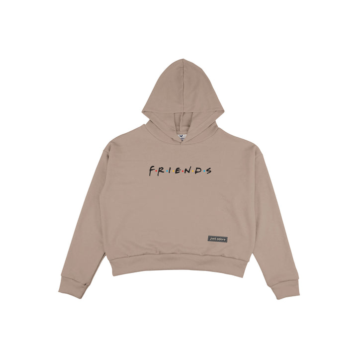 Oversize Women Friends Crop Hoodie - Just Adore