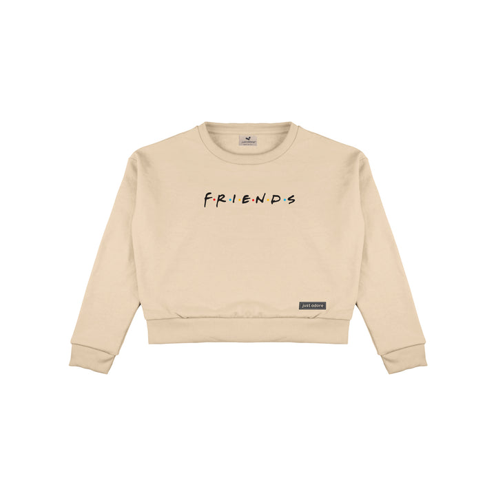 Oversized Women Friends Crop Sweatshirt - Just Adore