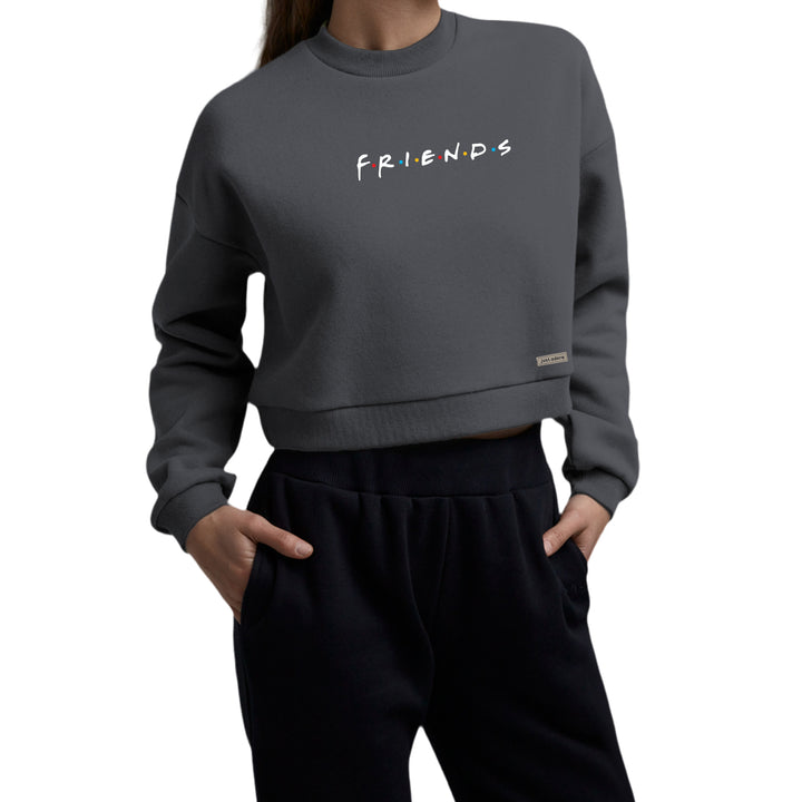 Oversized Women Friends Crop Sweatshirt - Just Adore